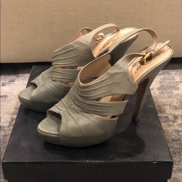 Authentic Prada peep toe leather sandals - Picture 1 of 5